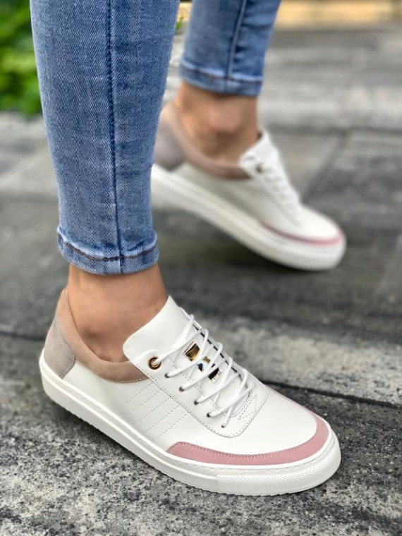 Wielokolorowe trampki damskie skórzane