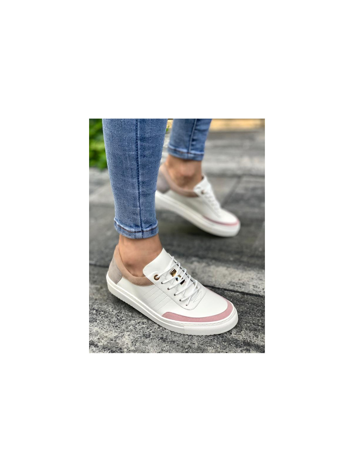 Wielokolorowe trampki damskie skórzane