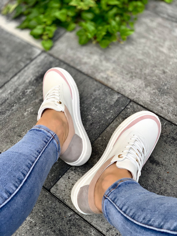 Wielokolorowe trampki damskie skórzane