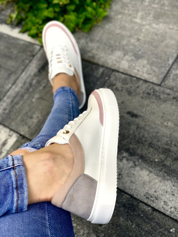 Wielokolorowe trampki damskie skórzane