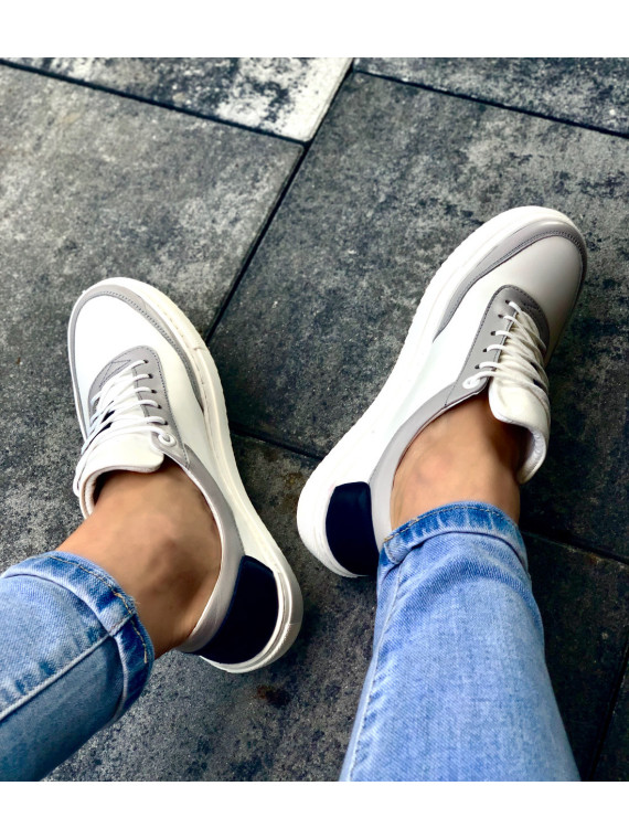 Wielokolorowe trampki damskie skórzane