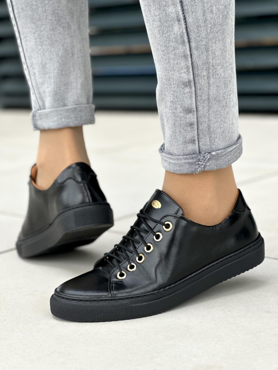 Czarne trampki damskie skórzane OLEKSY polskiej produkcji