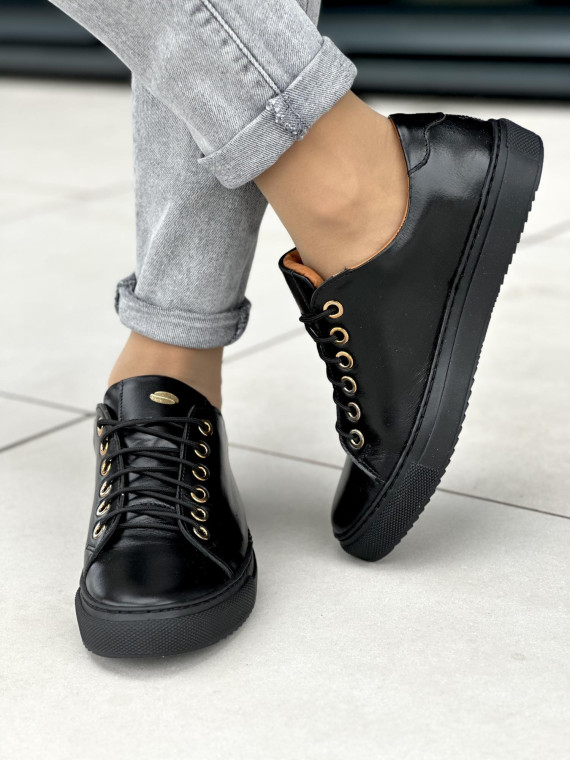 Czarne trampki damskie skórzane OLEKSY polskiej produkcji