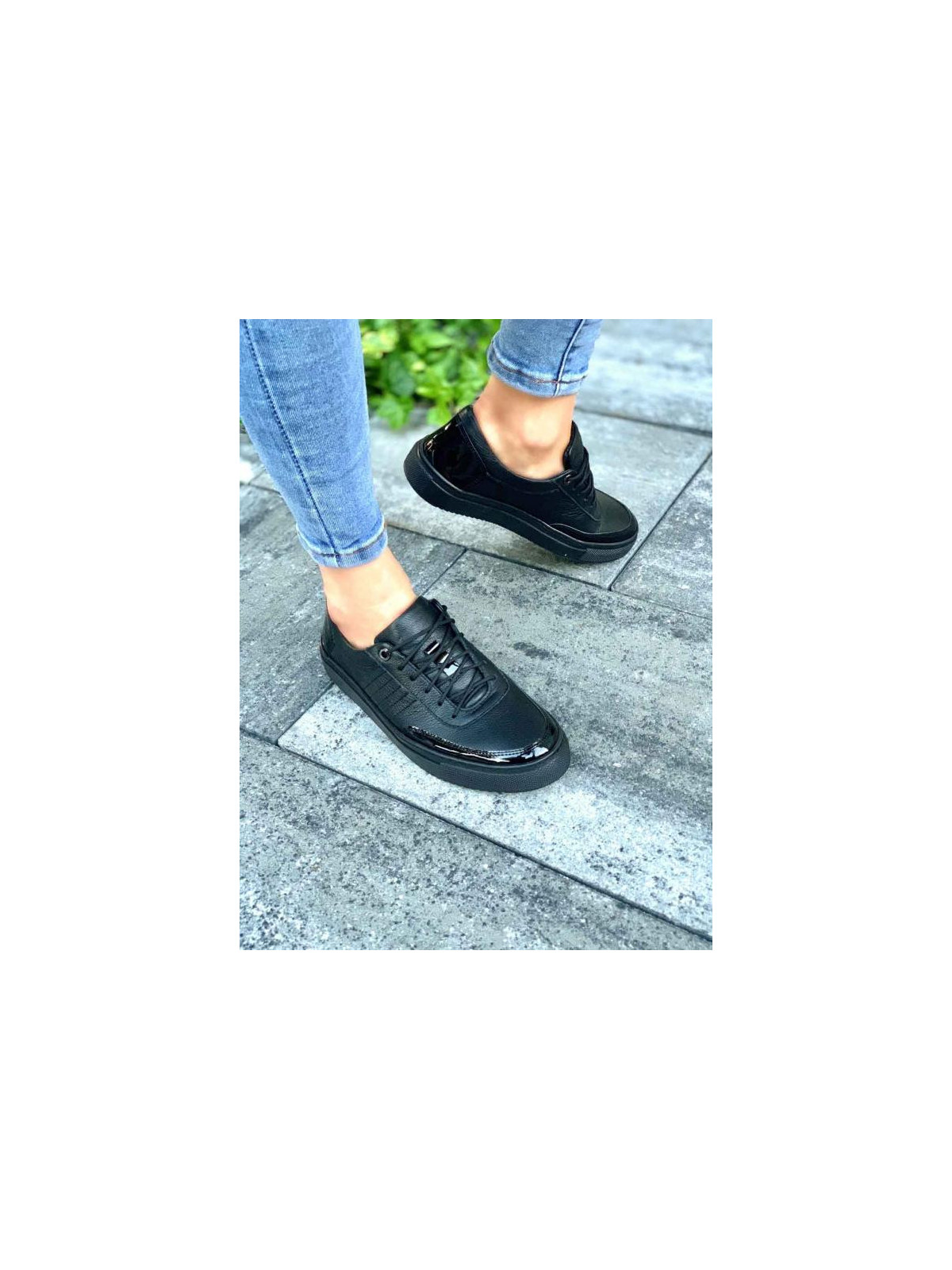 Czarne trampki damskie skórzane