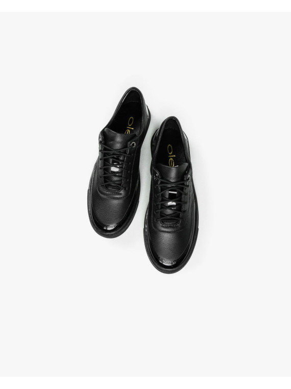 Czarne trampki damskie skórzane