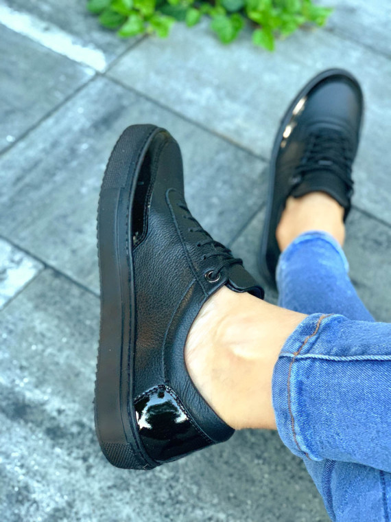 Czarne trampki damskie skórzane