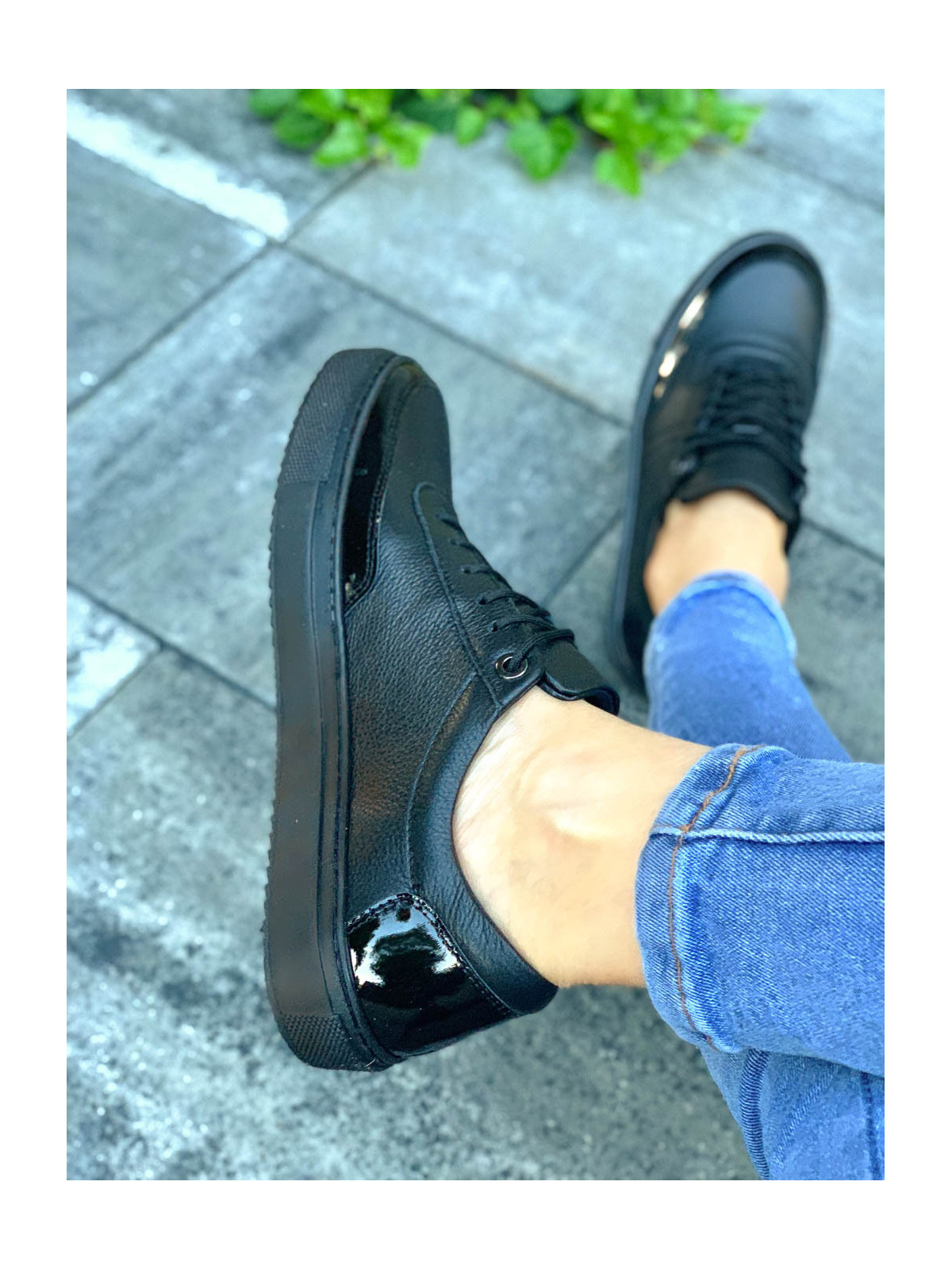 Czarne trampki damskie skórzane