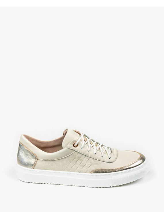 Beżowe trampki damskie skórzane