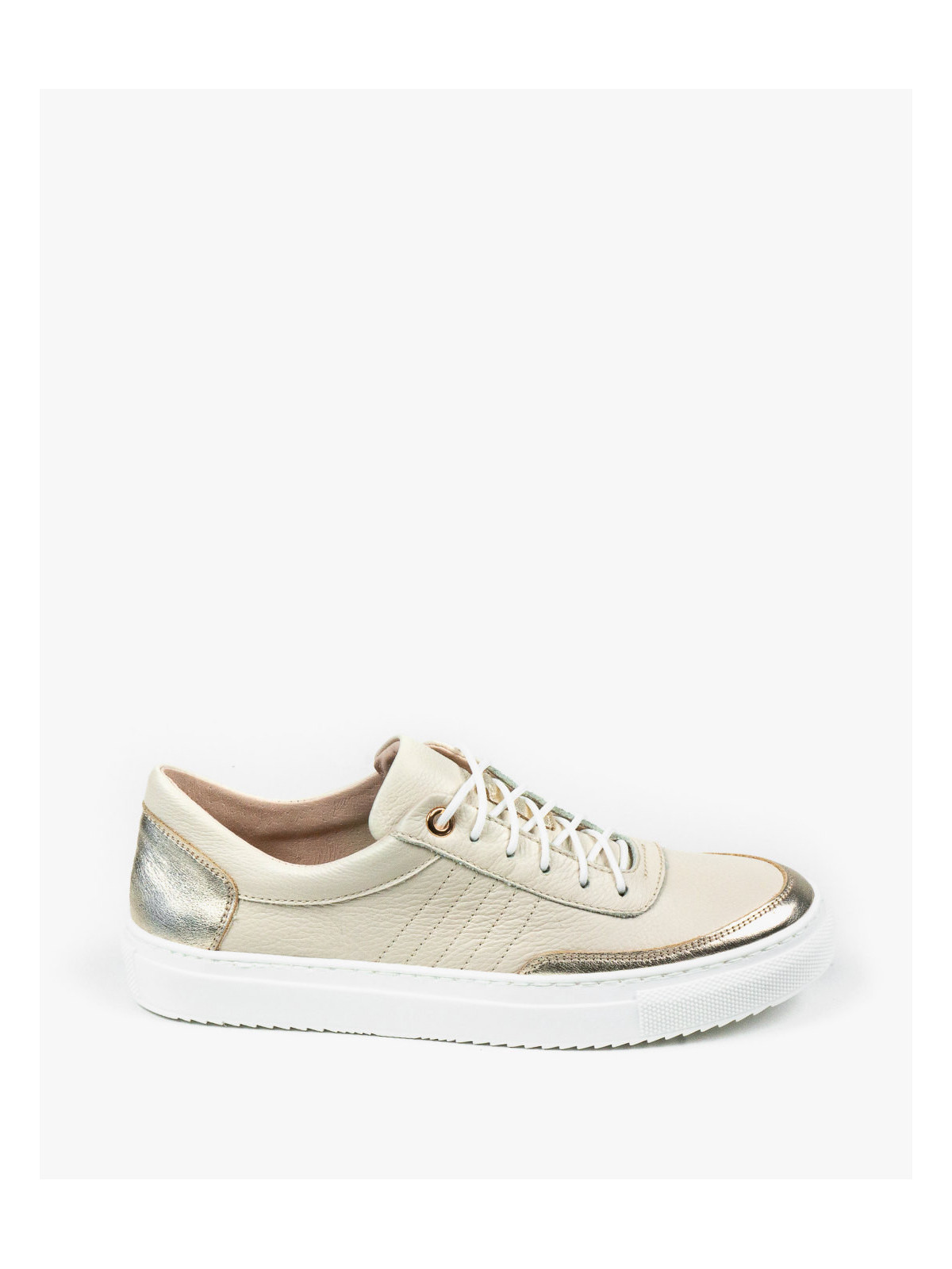 Beżowe trampki damskie skórzane