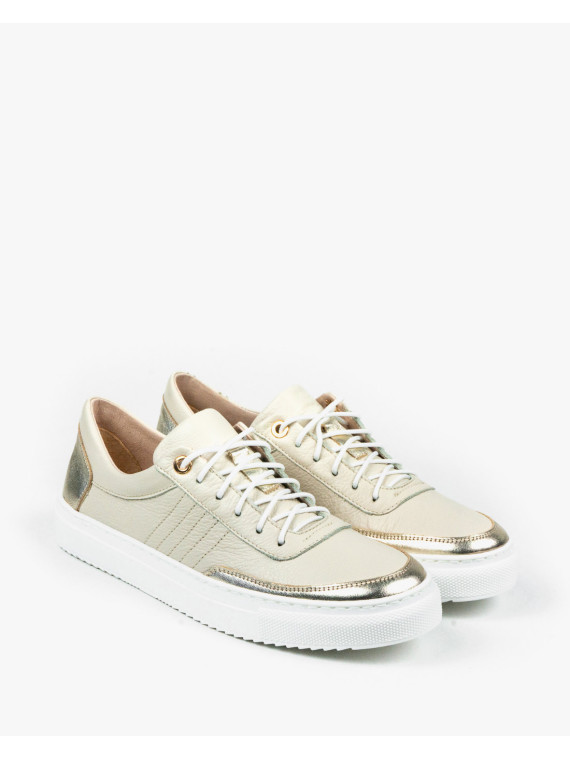 Beżowe trampki damskie skórzane