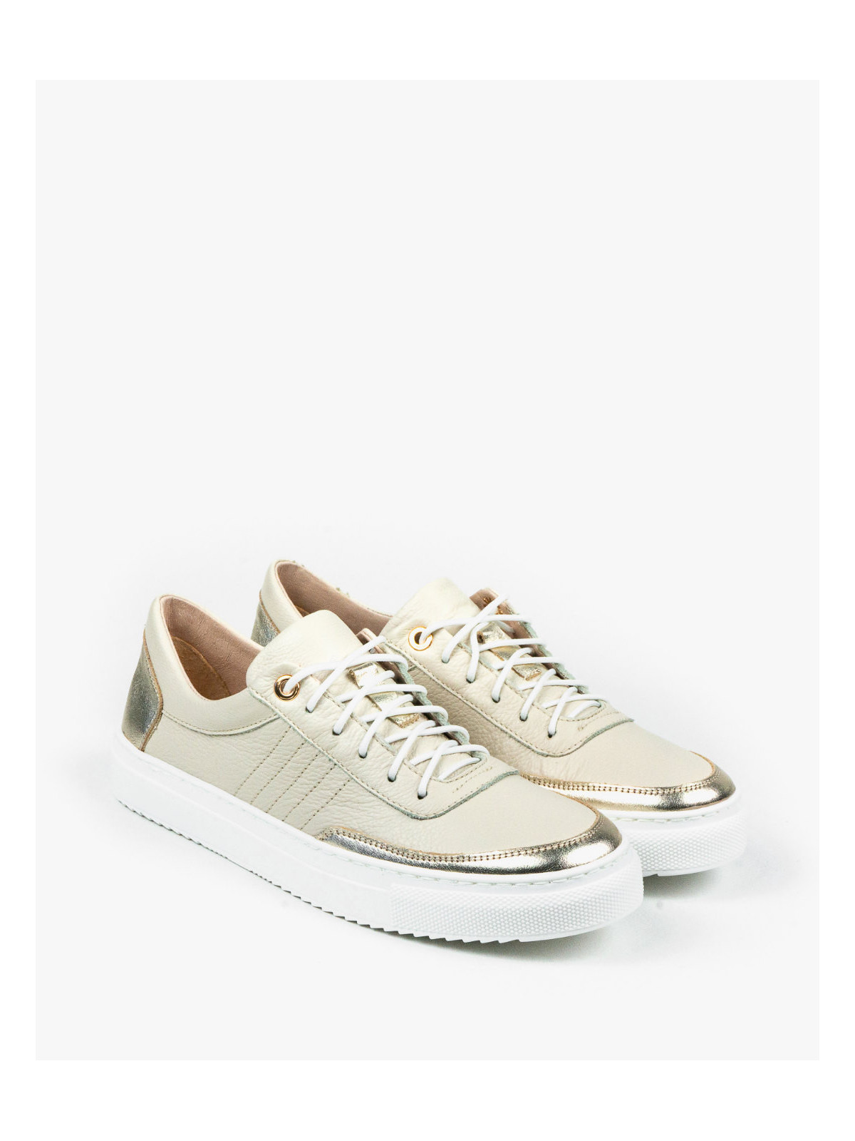 Beżowe trampki damskie skórzane