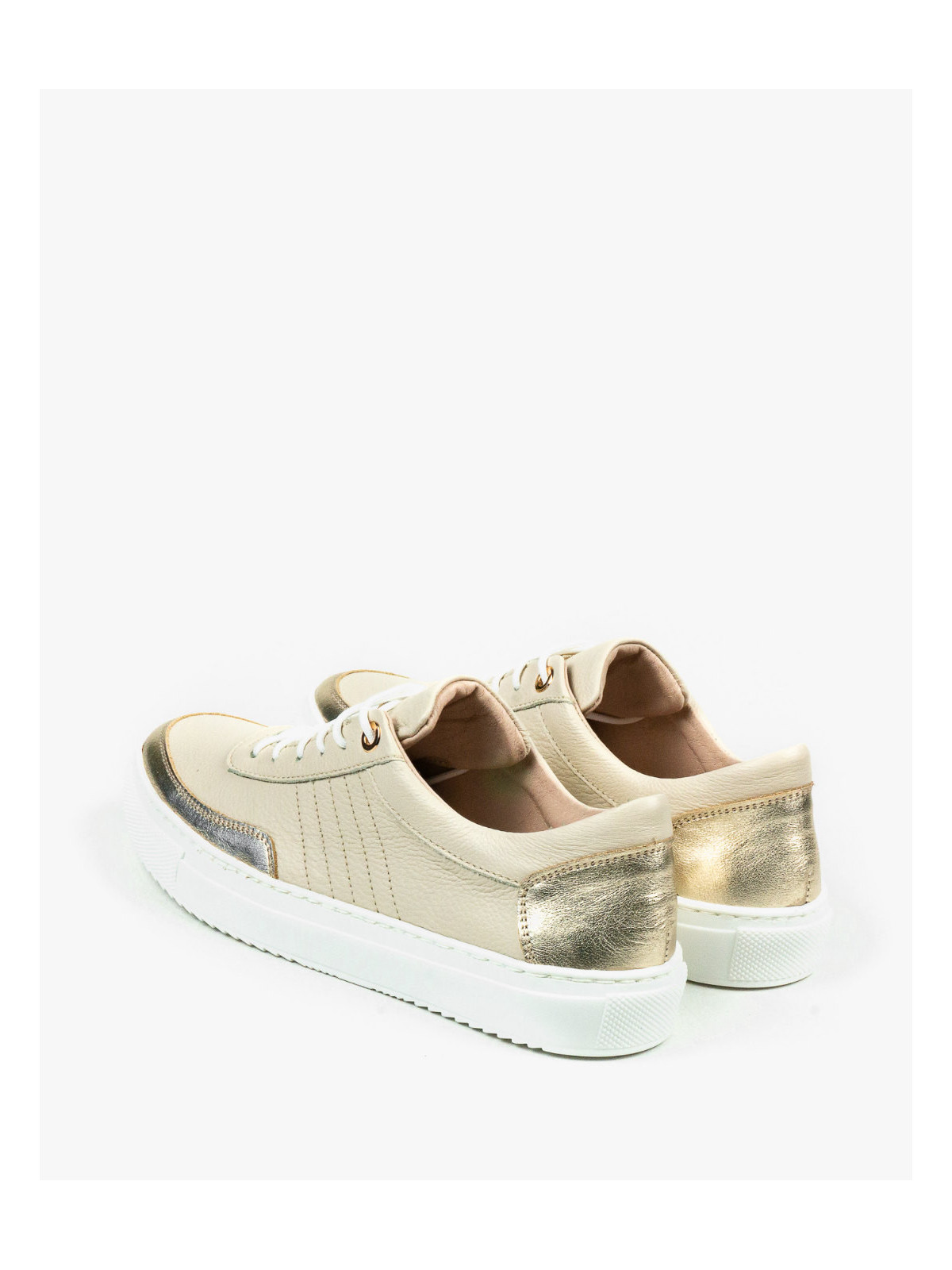 Beżowe trampki damskie skórzane