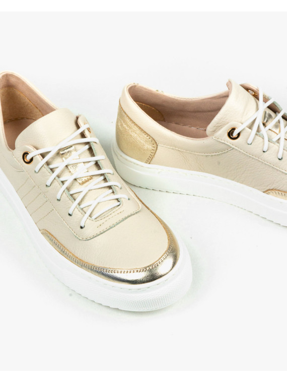 Beżowe trampki damskie skórzane