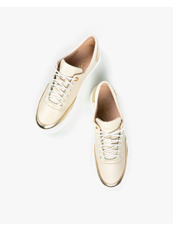 Beżowe trampki damskie skórzane