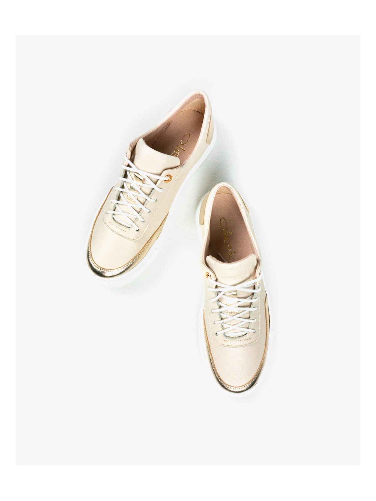 Beżowe trampki damskie skórzane