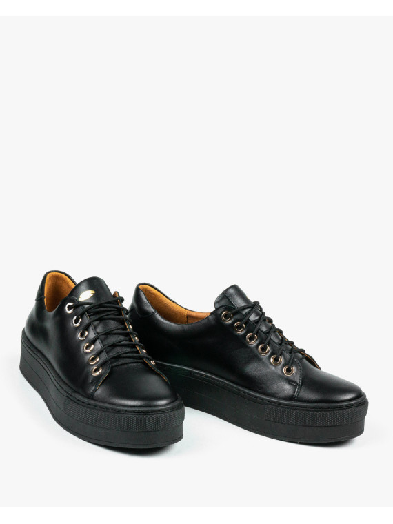 Czarne trampki damskie skórzane