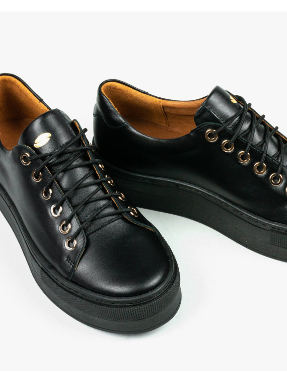 Czarne trampki damskie skórzane