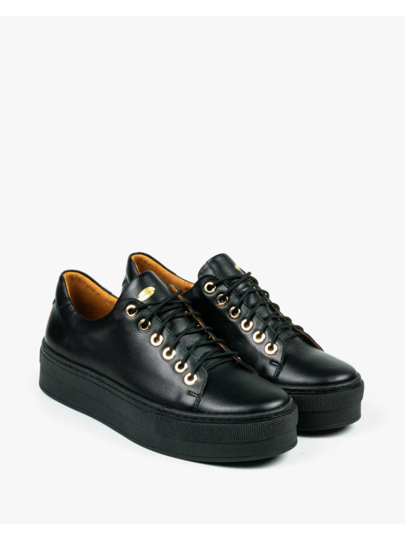 Czarne trampki damskie skórzane