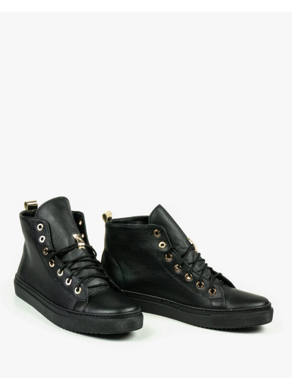 Czarne trampki damskie skórzane