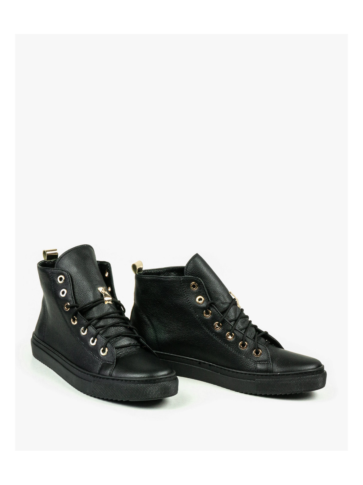 Czarne trampki damskie skórzane