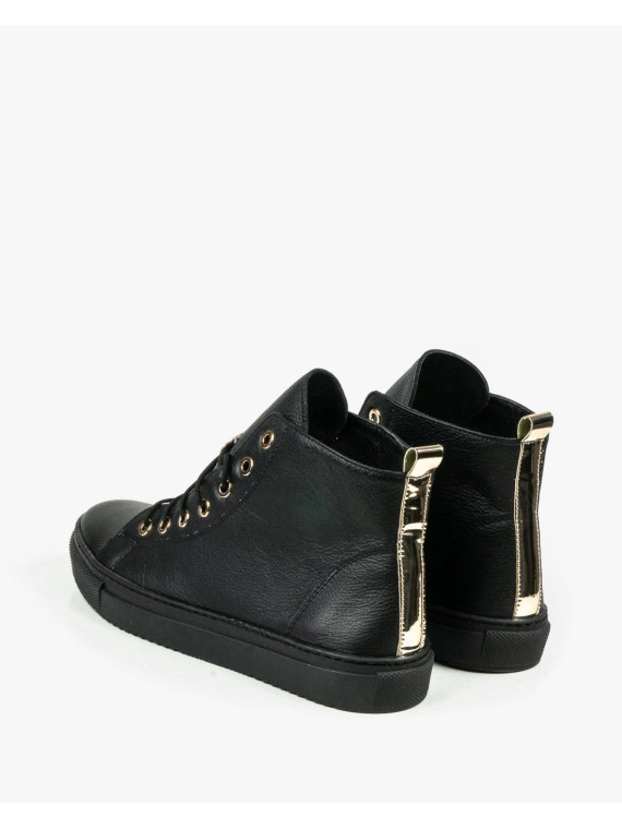 Czarne trampki damskie skórzane