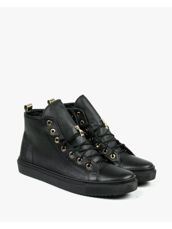 Czarne trampki damskie skórzane