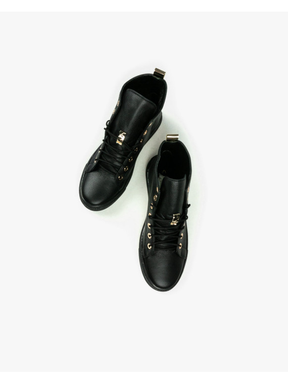 Czarne trampki damskie skórzane