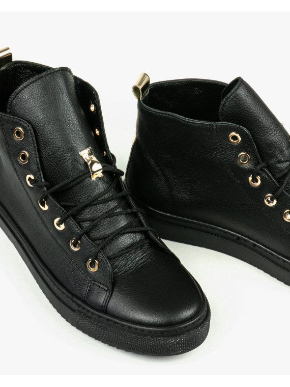 Czarne trampki damskie skórzane