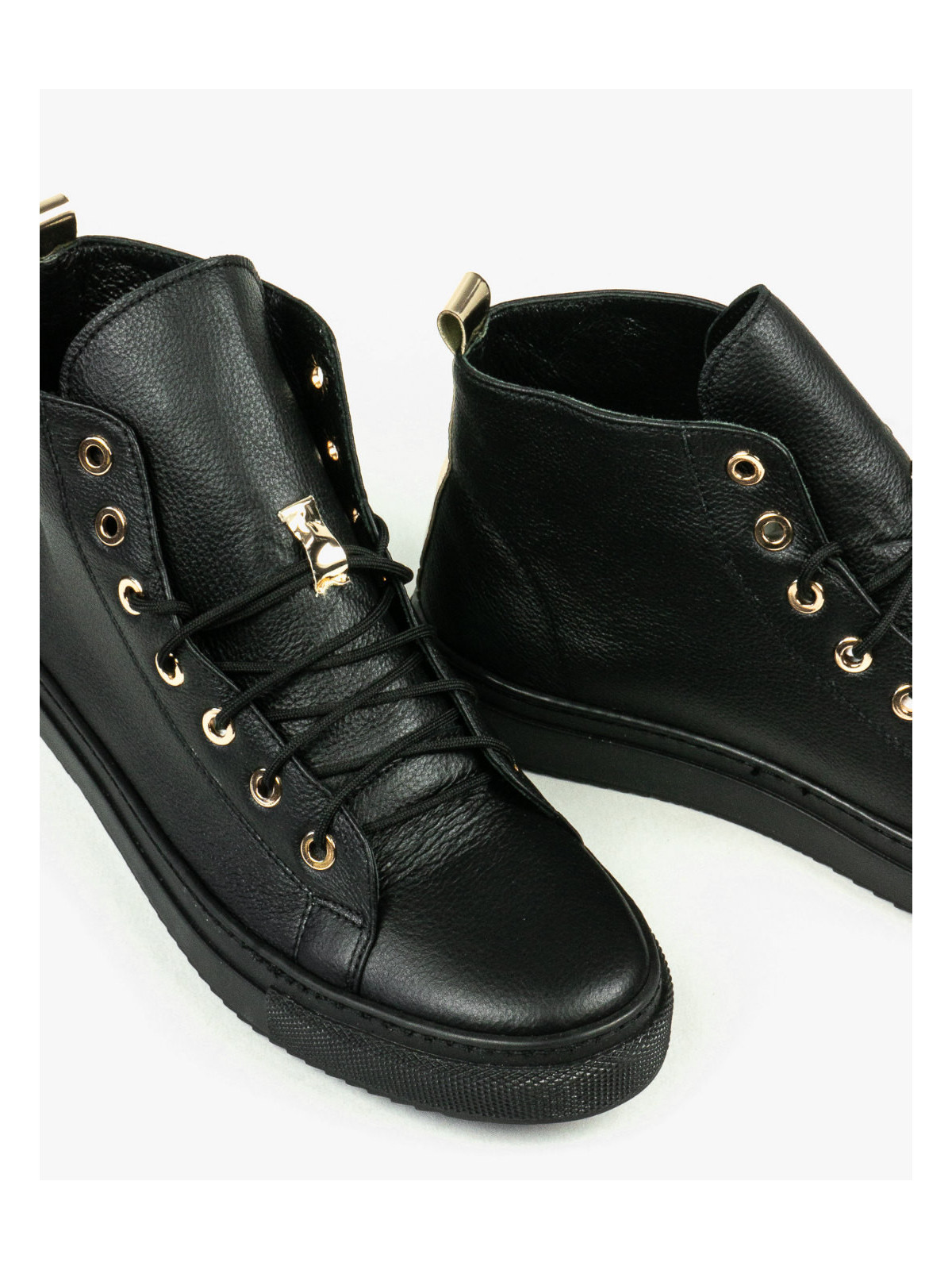 Czarne trampki damskie skórzane