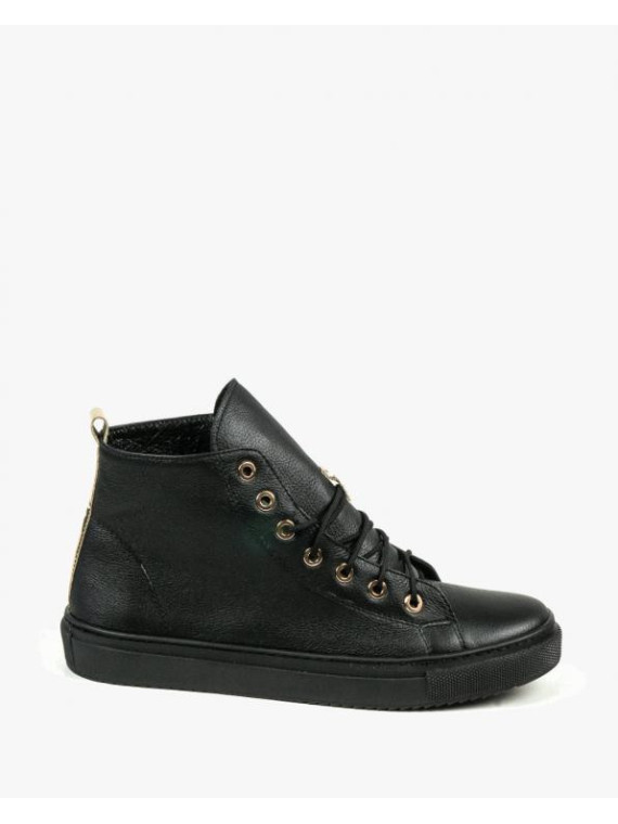 Czarne trampki damskie skórzane