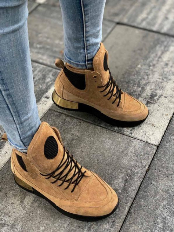 Beżowe adidasy damskie skórzane