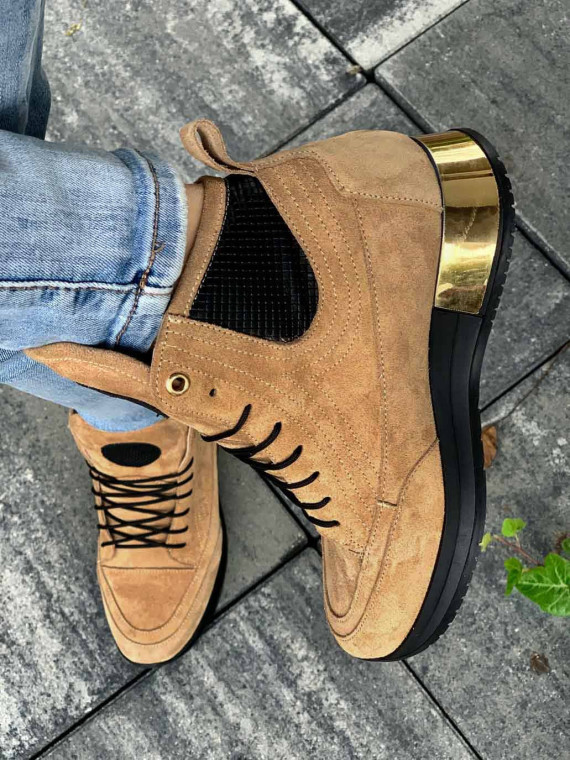 Beżowe adidasy damskie skórzane