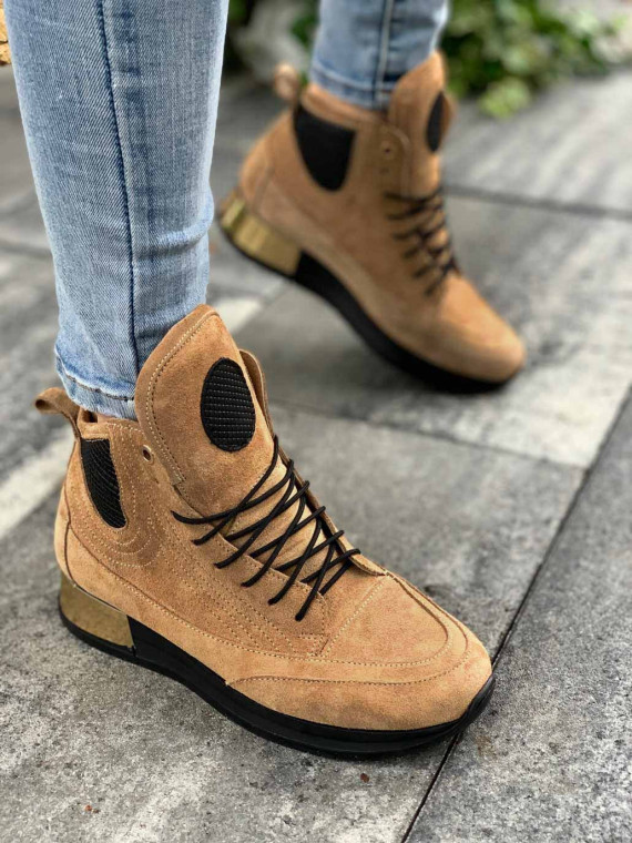 Beżowe adidasy damskie skórzane