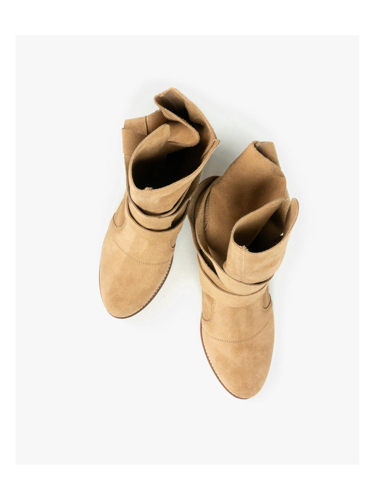 Beżowe botki damskie skórzane