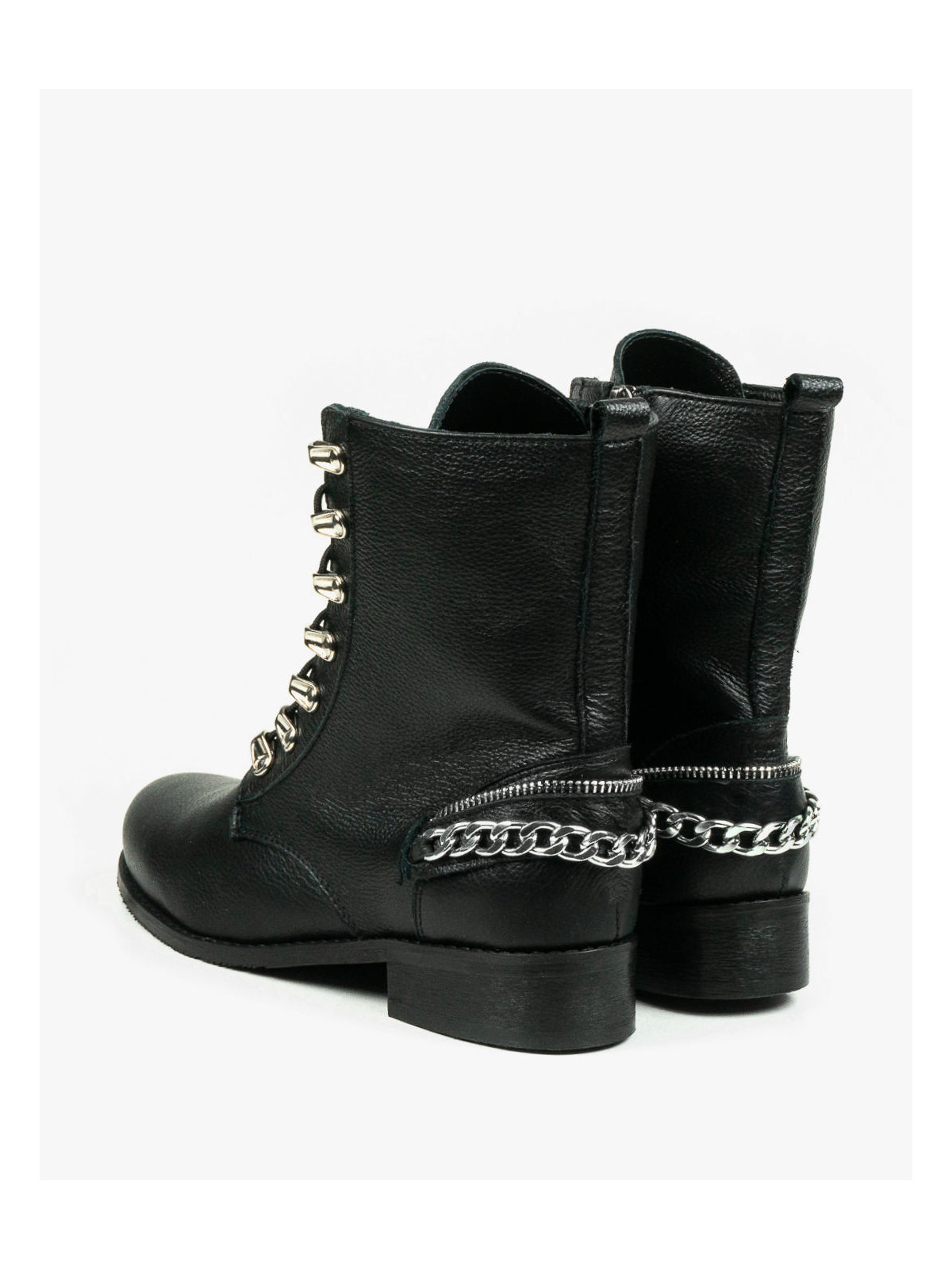 Czarne botki damskie skórzane