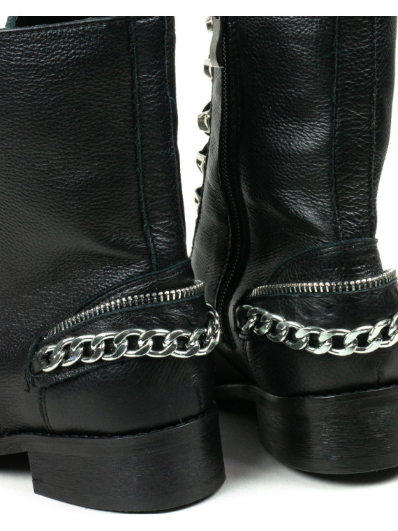 Czarne botki damskie skórzane