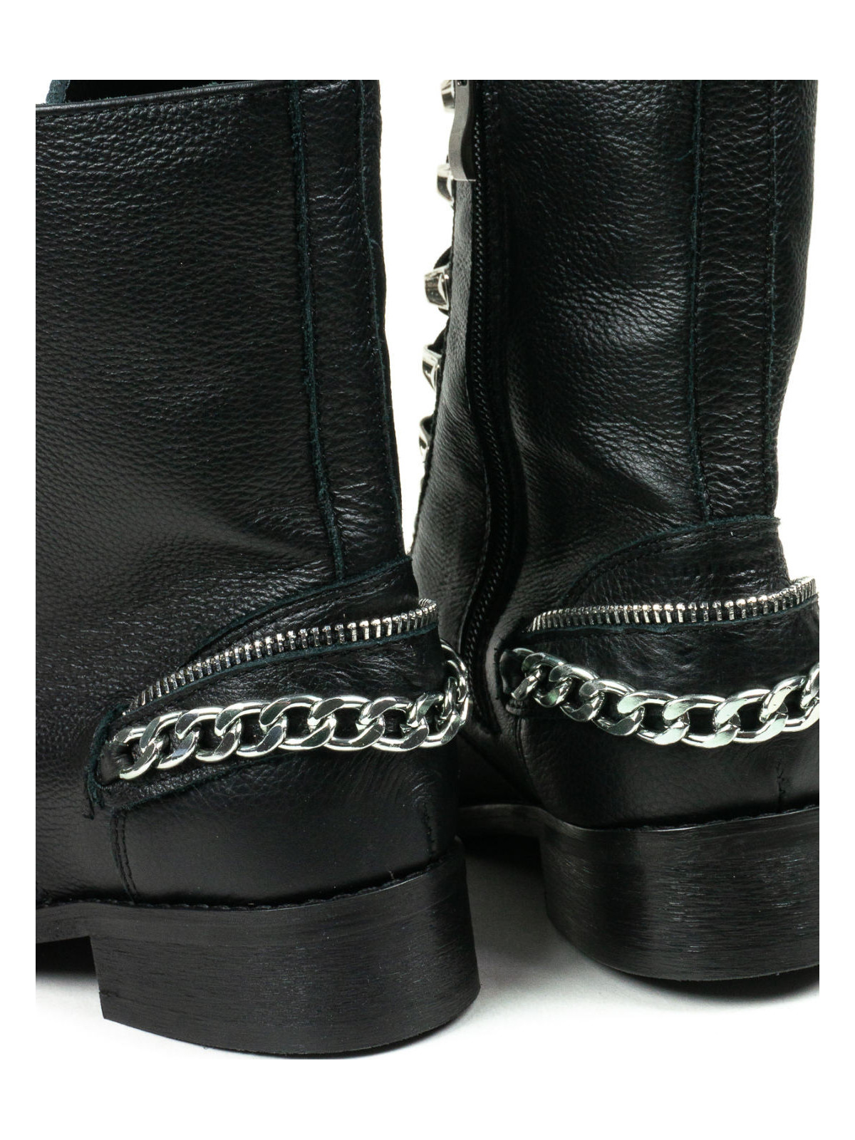 Czarne botki damskie skórzane