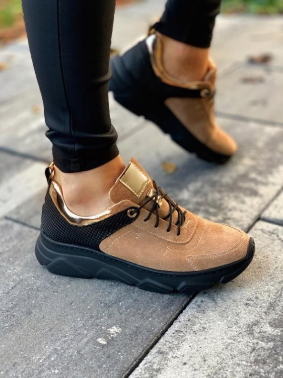 Beżowe adidasy damskie skórzane