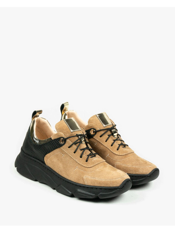 Beżowe adidasy damskie skórzane