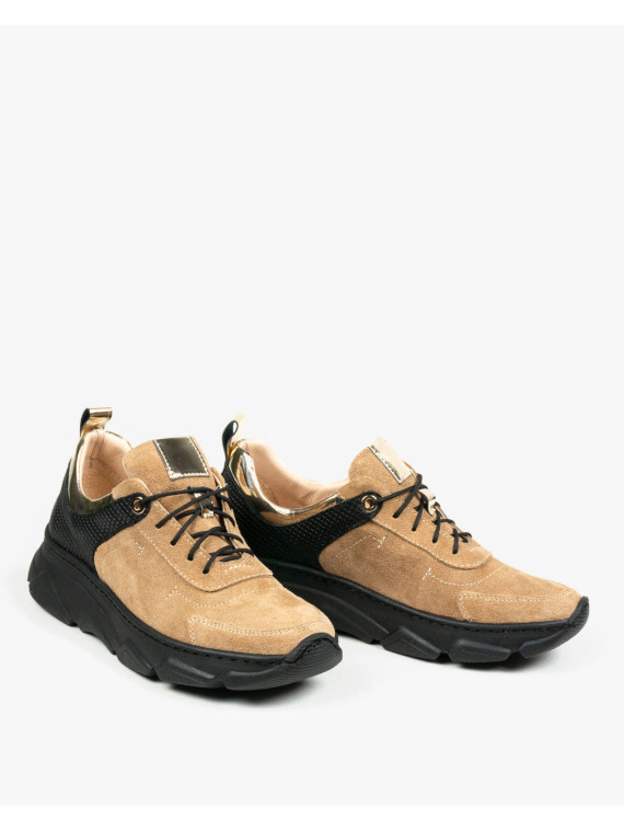 Beżowe adidasy damskie skórzane