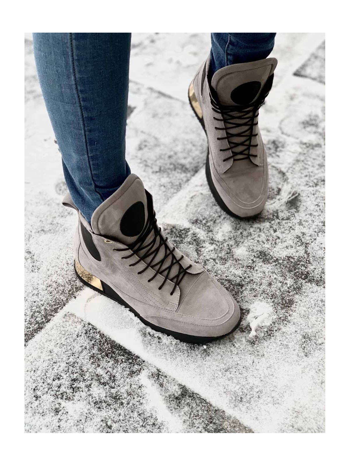 Szare adidasy damskie skórzane