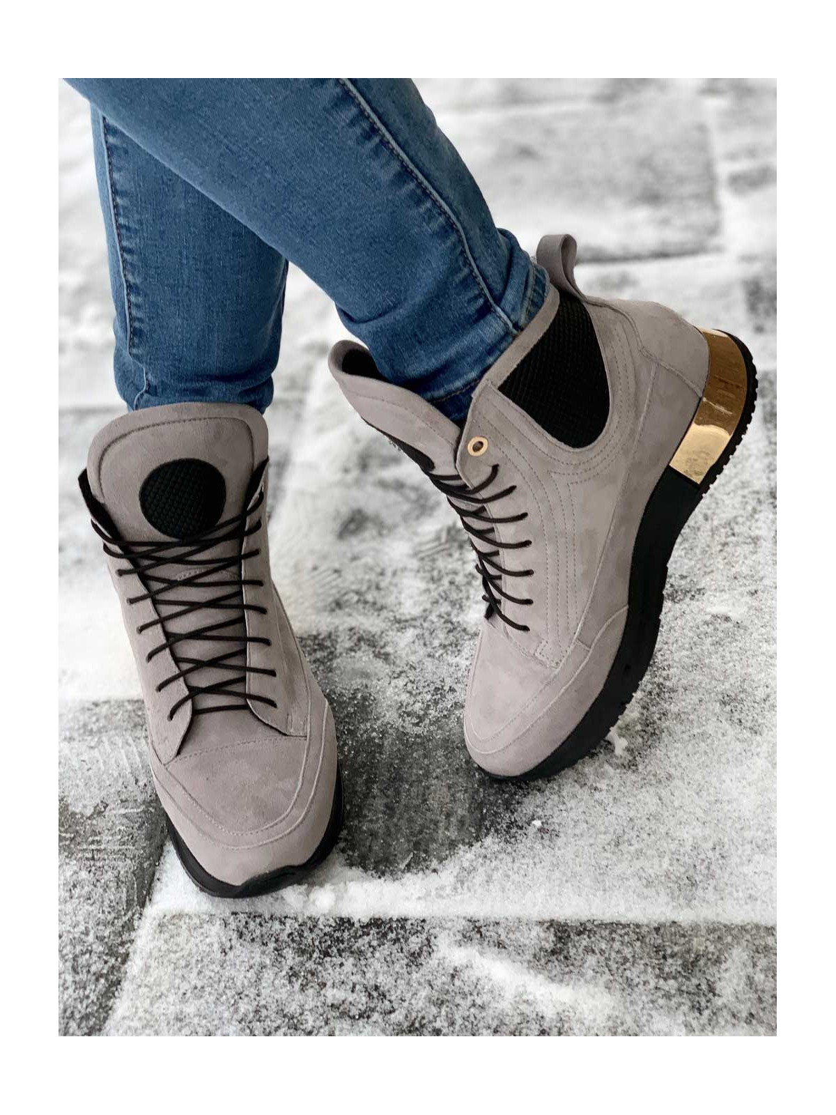 Szare adidasy damskie skórzane