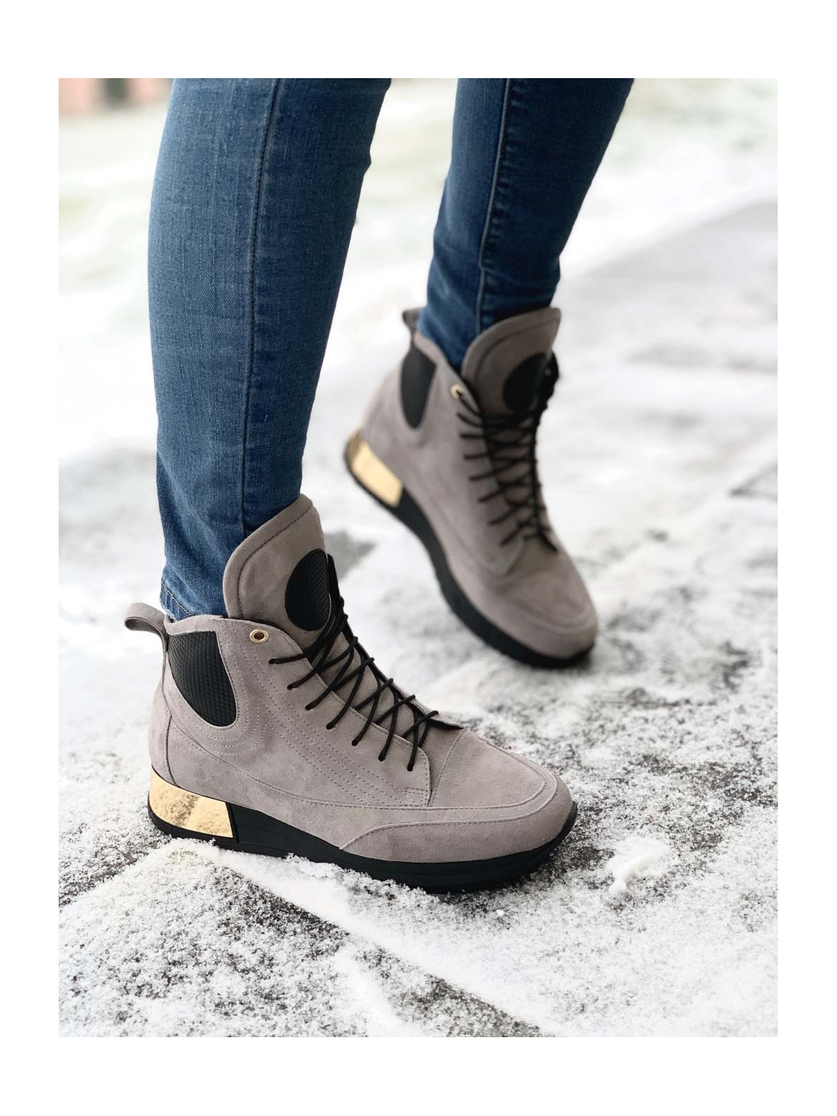 Szare adidasy damskie skórzane