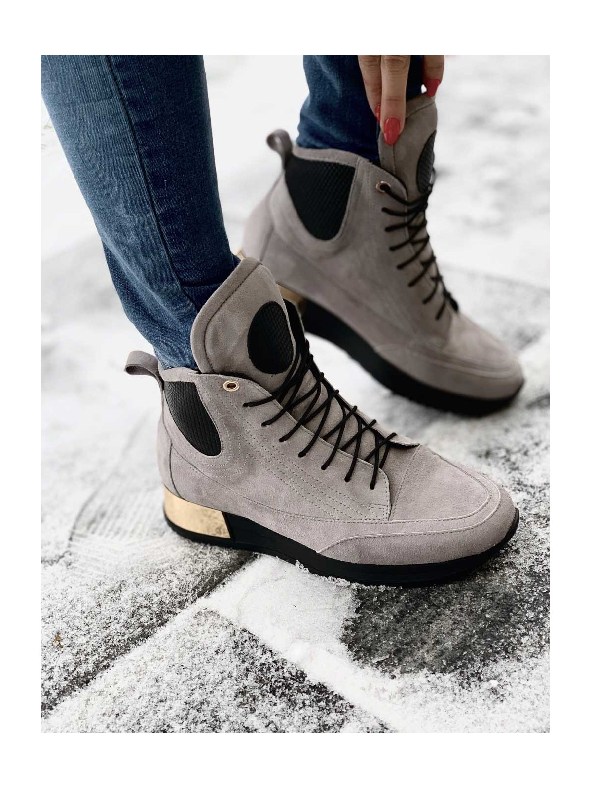 Szare adidasy damskie skórzane