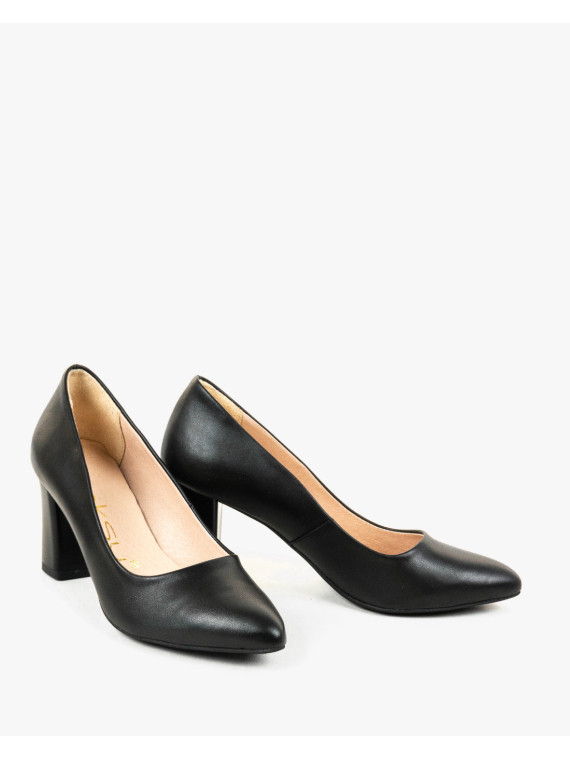 Czarne czółenka damskie skórzane