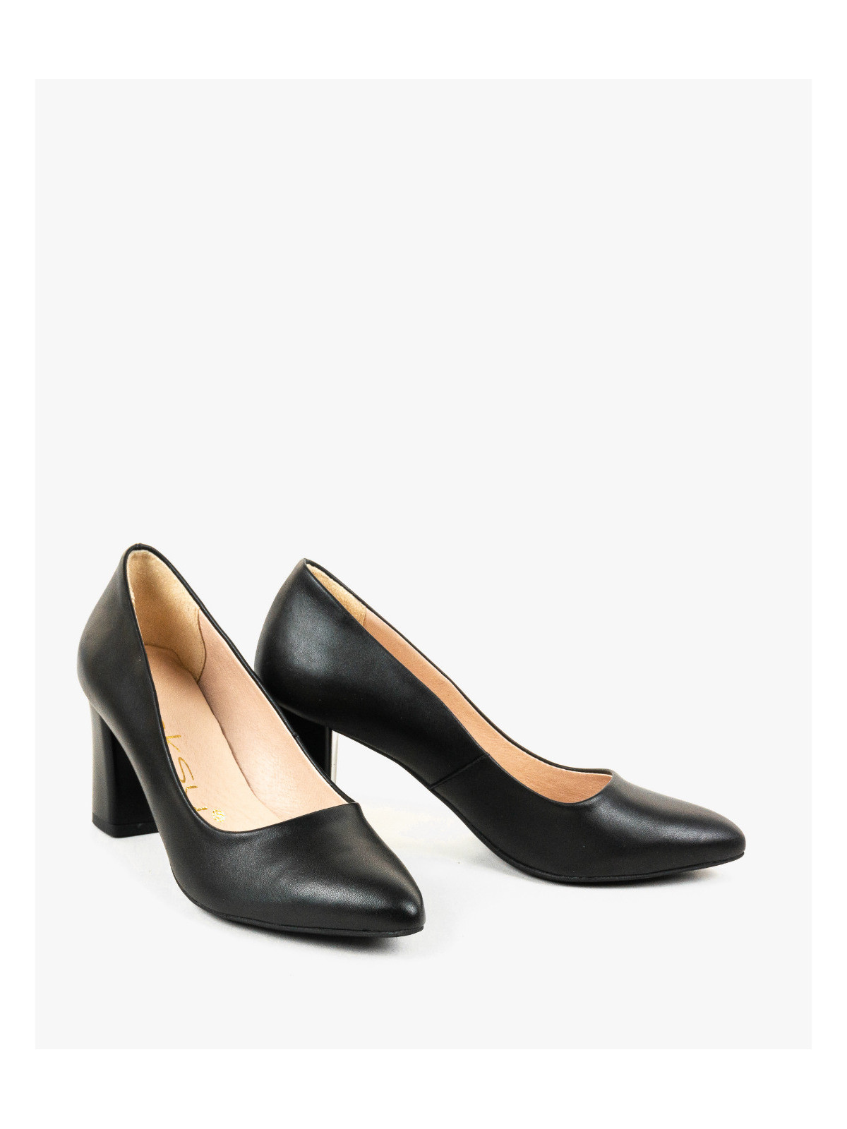 Czarne czółenka damskie skórzane