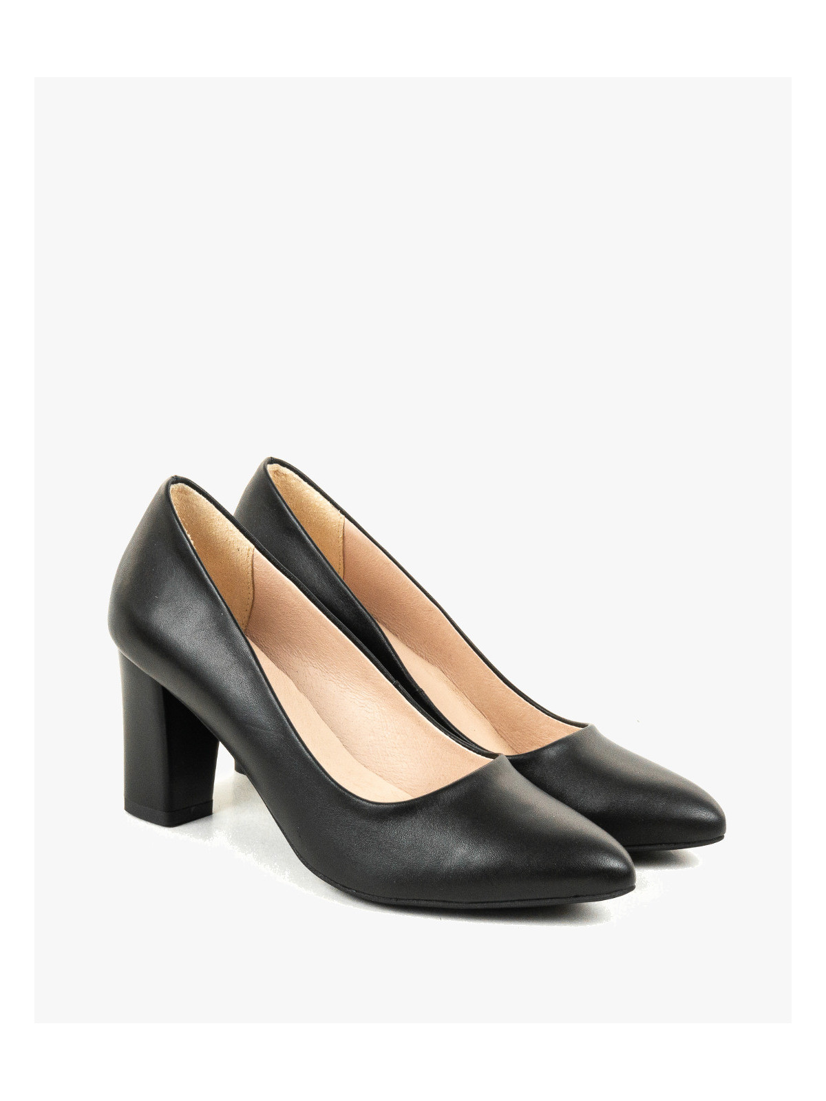 Czarne czółenka damskie skórzane