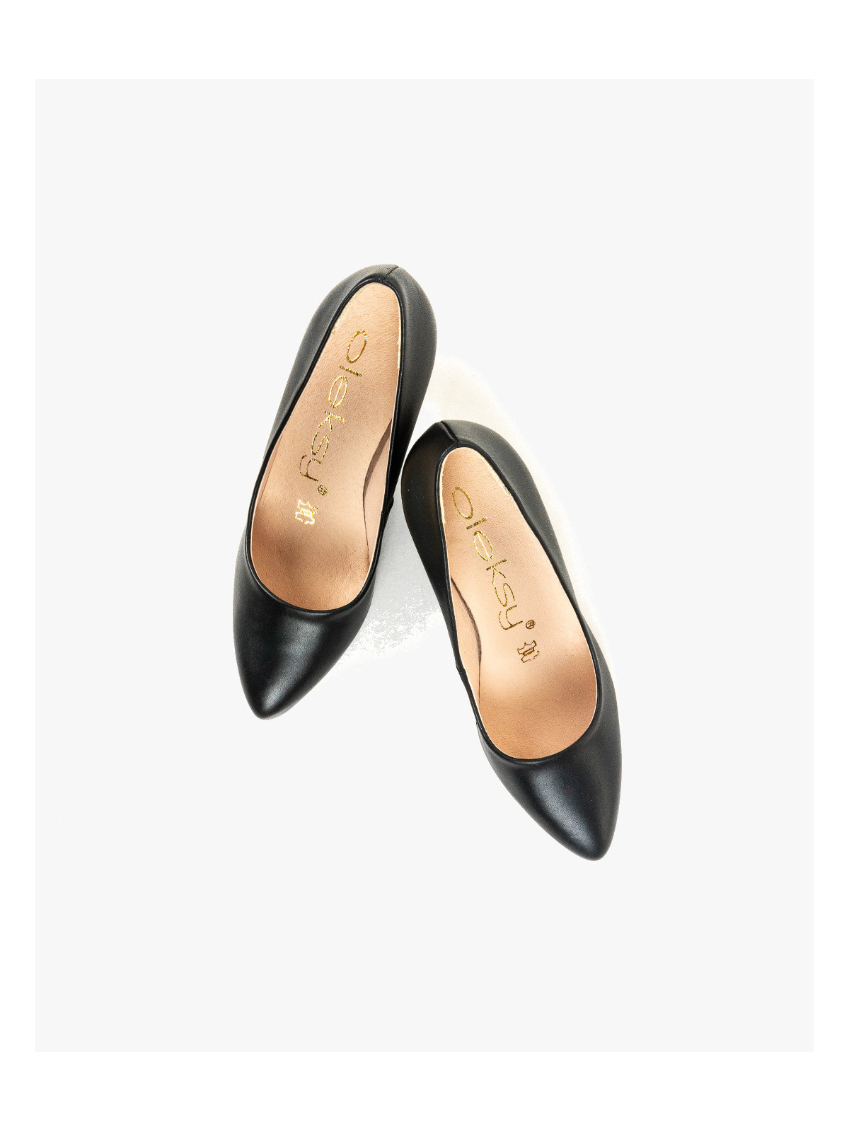 Czarne czółenka damskie skórzane