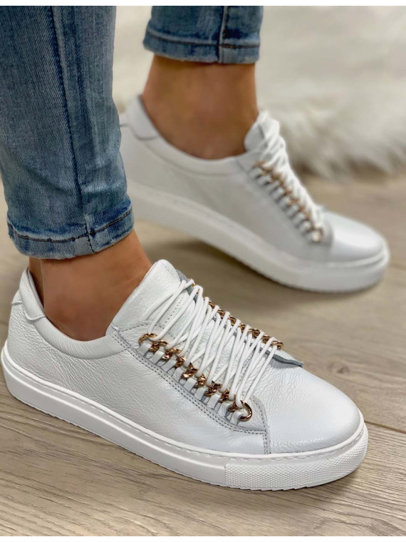 Białe trampki damskie skórzane