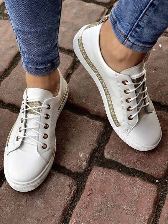 Białe trampki damskie skórzane